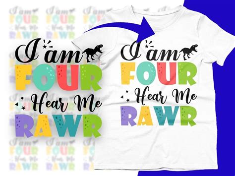I Am Four Hear Me Rawr 4th Birthday Kids Graphic by CraftDesigns · Creative Fabrica