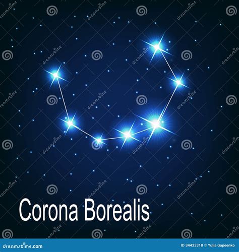 Corona Borealis Constellation, Vector Illustration With The Names Of Basic Stars | CartoonDealer ...