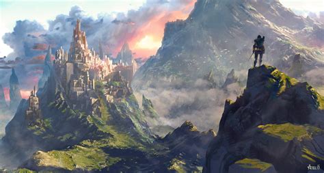 Free download | HD wallpaper: Legend of Zelda digital wallpaper, artwork, fantasy art, mountain ...