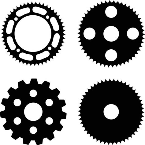 Gear Wheel Machine Icon Set. Flat Design. Isolated Black Vector 28075868 Vector Art at Vecteezy