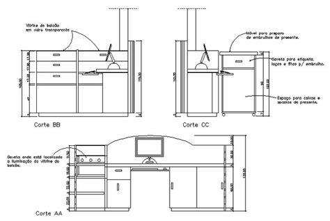 Computer Table Work Desk Sectional Elevation Design DWG File - Cadbull | Computer table, Work ...