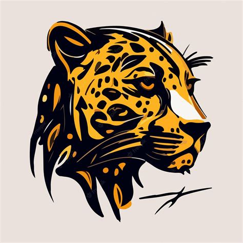 Premium Vector | A drawing of a leopard with a yellow spot on its face