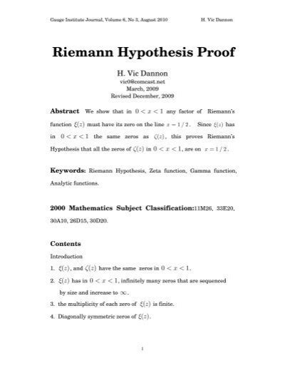 Riemann Hypothesis Proof - Gauge-institute.org