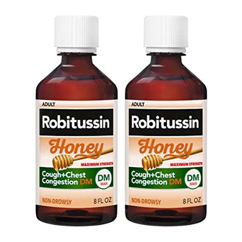 Robitussin Maximum Strength Honey Cough Plus Chest Congestion DM, Cough Medicine for Cough and ...