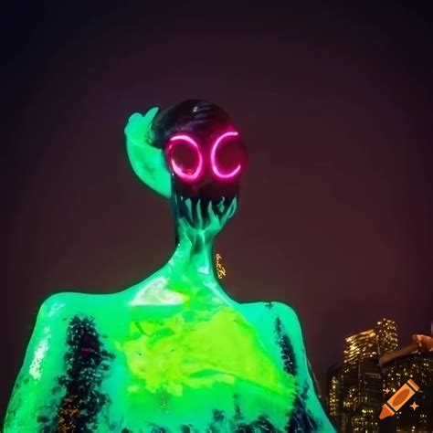 Neon angel sculpture with 80s vibes on Craiyon