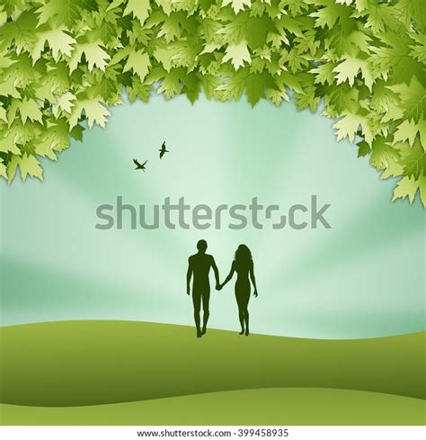 Adam Eve Silhouette Creation Stock Illustration 399458935