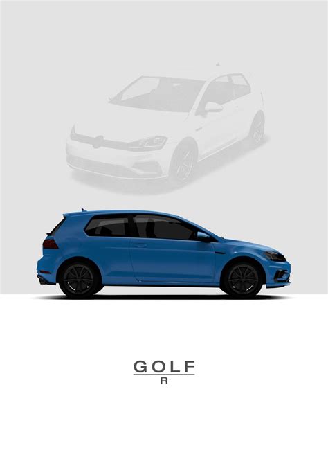 'VW Golf R 3D 2017 Blue' Poster, picture, metal print, paint by 21 MXM ...