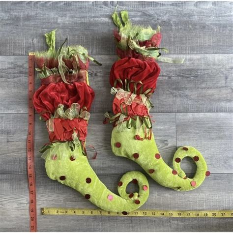 Pier 1 | Holiday | Pier Green Red Grinch Whoville Christmas Stockings Whimsy Ruffle Holiday ...