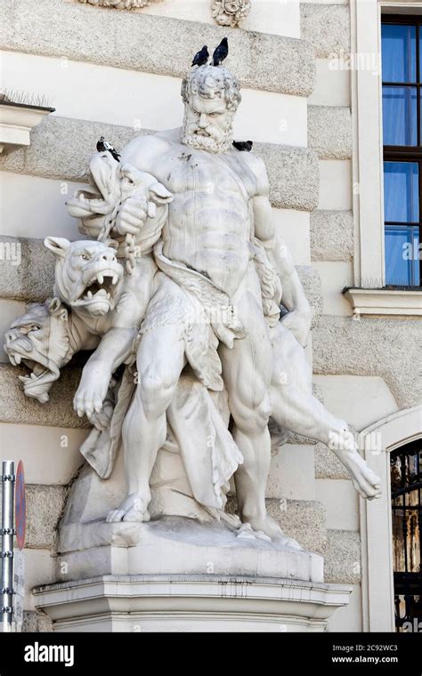 sculpture of Hercules and Cerberus at Vienna Hofburg Imperial Palace at ...