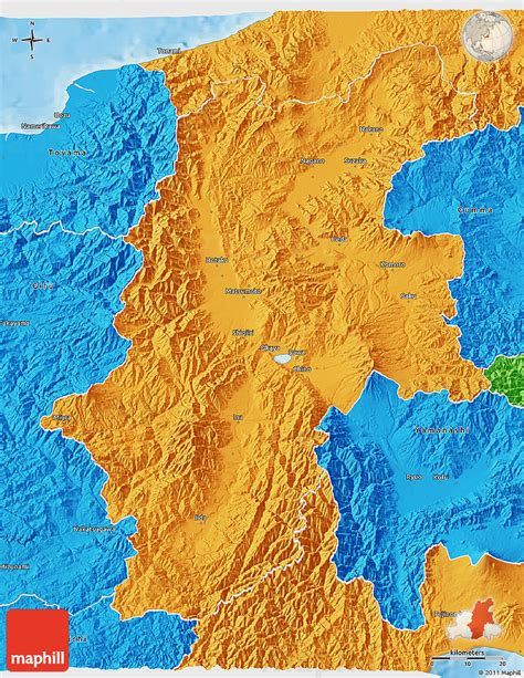 Political 3D Map of Nagano