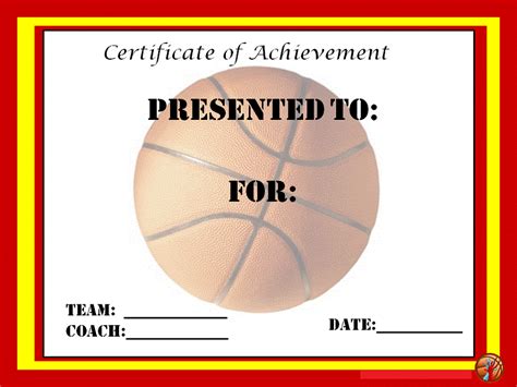 Basketball Award Certificate to Print | Activity Shelter