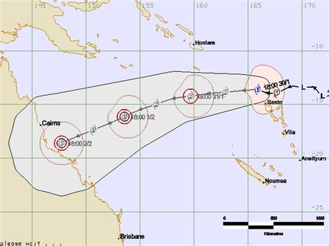 Tropical Cyclone Yasi track map