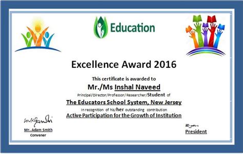 MS Word Education Excellence Award Certificate Template | Word & Excel ...