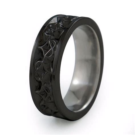 Amore - Womens Carved Black Titanium Ring | Titanium Rings