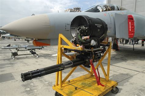 M61A1 20mm Vulcan gun from a German Air Force F-4F Phantom, on the base ...