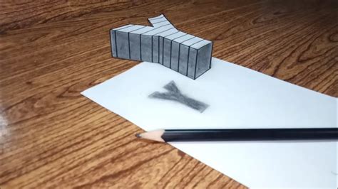 Cara menggambar 3d huruf Y mengambang - 3d drawing - YouTube