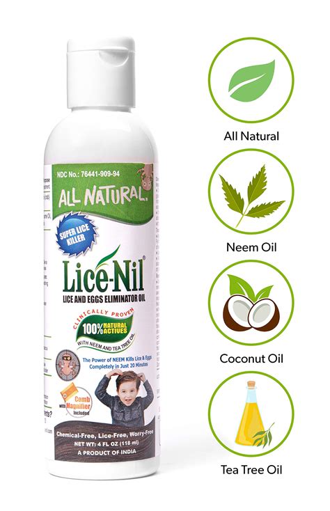 Lice-Nil Natural Head Lice Treatment Oil Kit - Kills Super Lice & Eggs - Guaranteed To Cure Lice ...