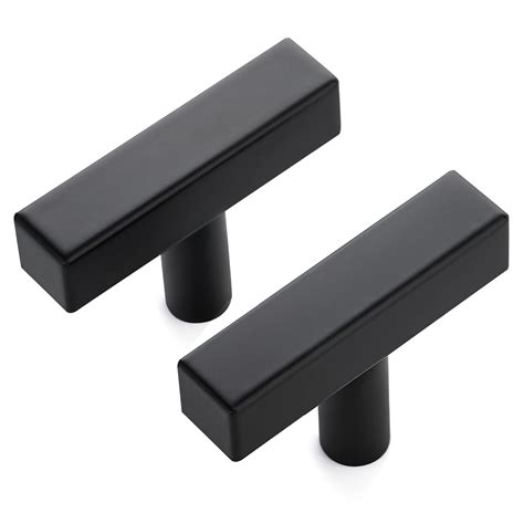 Ravinte 10 Pack Black Square Bar Cabinet Knobs 2 Inch Square Cabinet Pulls Matte Black Single ...