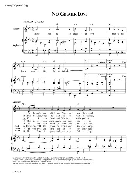 Hymn-No Greater Love Sheet Music pdf, - Free Score Download ★