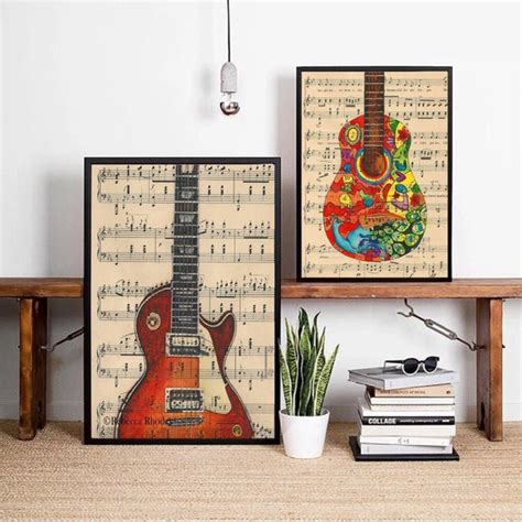 Vintage Sheet Guitar Wall Art - Artistic Pod