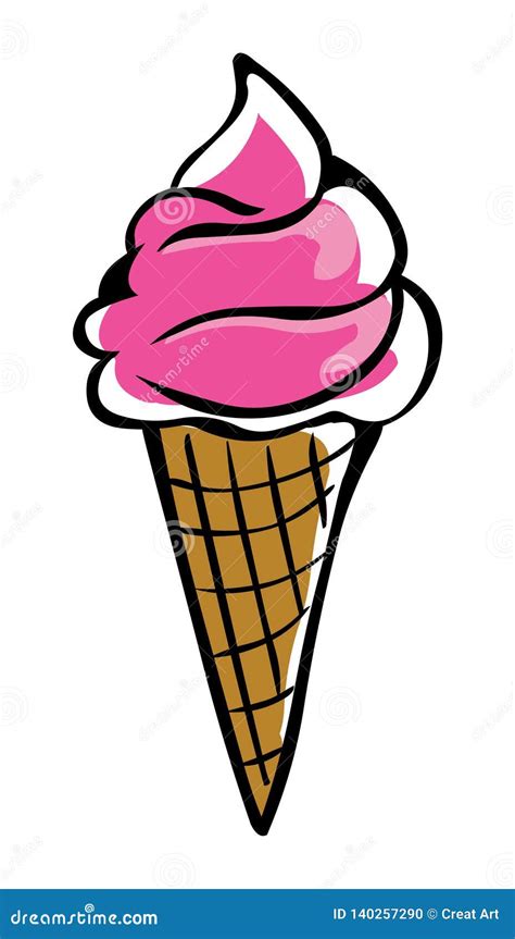 Ice Cream Cone Vector Illustration.Ice Cream Illustration. Stock Vector - Illustration of white ...