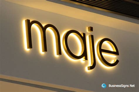 3D LED Backlit Signs With Mirror Polished Gold Plated Letter Shell & 20mm Thickness Acrylic Back ...