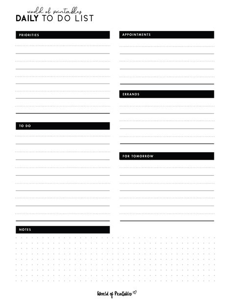 Printable To Do Lists For Work