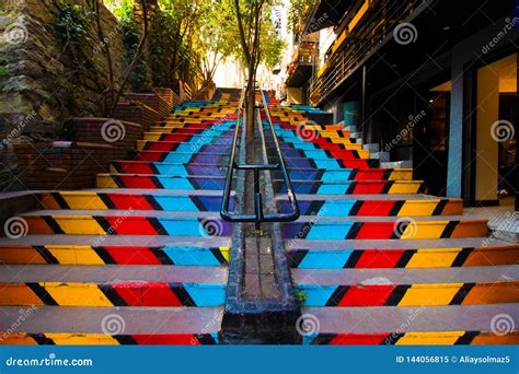 Istanbul, Karakoy / Turkey 04.04.2019: Colorful Stairs, Street Art and Life Concept Editorial ...