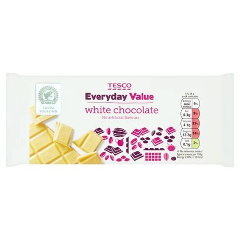 Tesco Everyday Value White Chocolate Bar 100G is halal suitable | Halal ...