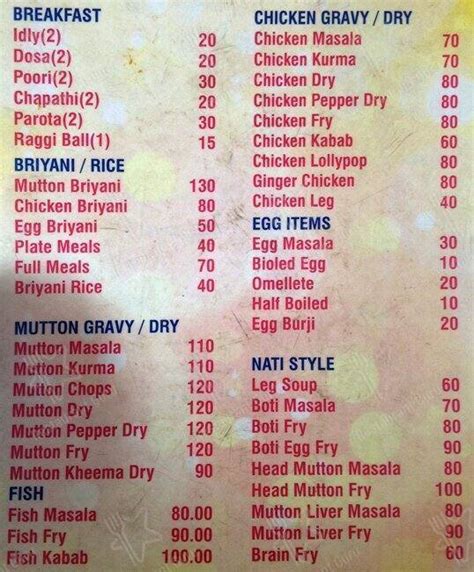 Menu at Chitra Family Restaurant, Bengaluru