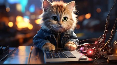 Premium Photo | Gamer cat hd 8k wallpaper stock photographic image