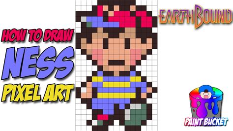 How to Draw Ness - EarthBound SNES 16-Bit Pixel Art Drawing Tutorial ...