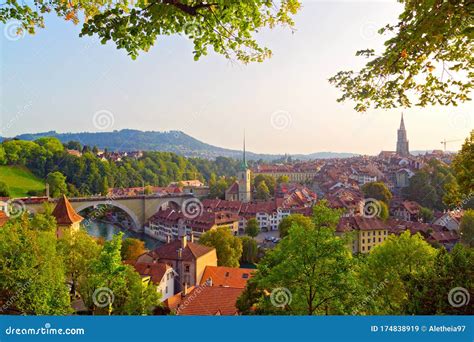 Panoramic View of Bern Old Town, Swiss Alps, Switzerland Stock Image ...