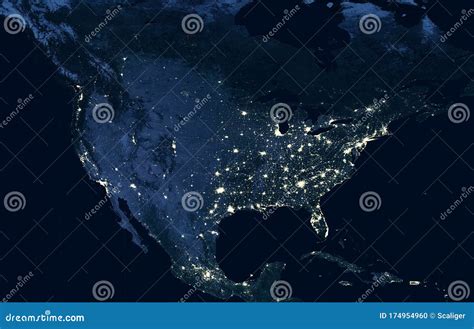 Earth at Night, View of City Lights Showing Human Activity in USA from ...