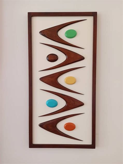 Mid Century Modern Wall Art Wood With Retro Colors, 20x40 Inches - Etsy