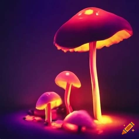 Elephant with neon mushrooms growing on it