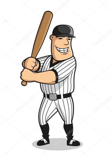 Cartoon baseball player character with bat — Stock Vector © Seamartini ...