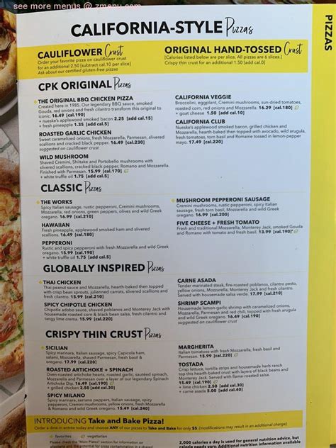 Cpk Printable Menu