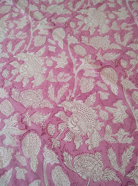 Pink Floral Design Tablecloth Block Print Table Cloth | Etsy