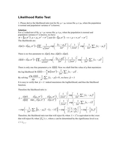 Likelihood Ratio Test