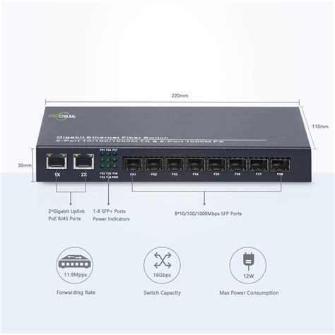 8 port Fiber Optic SFP Switch - FASTCABLING