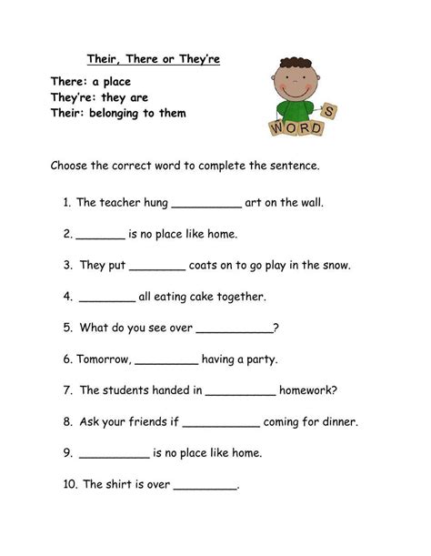 Common Core Grammar Worksheet: There, Their and Theyre ... - Worksheets Library