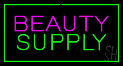 Pink Beauty Green Supply Green Border Neon Sign | Beauty Supply Neon ...