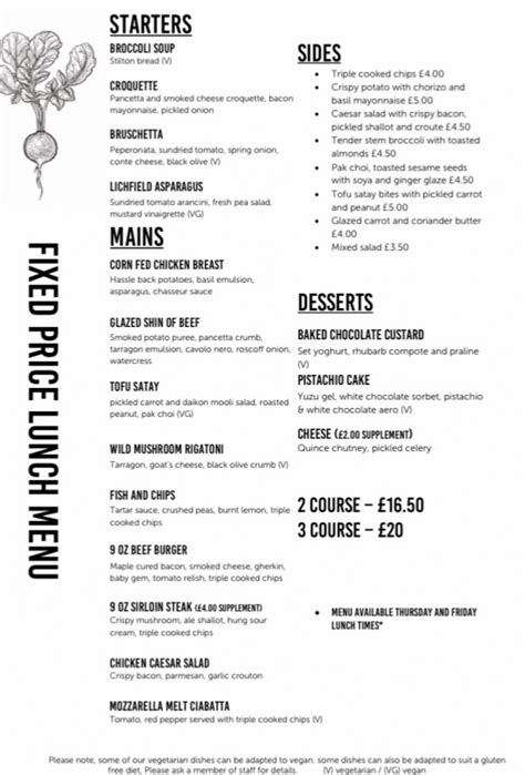 Larder Lichfield's full menu online