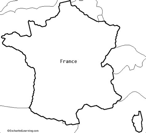 Outline Map Research Activity #3 - France - EnchantedLearning.com