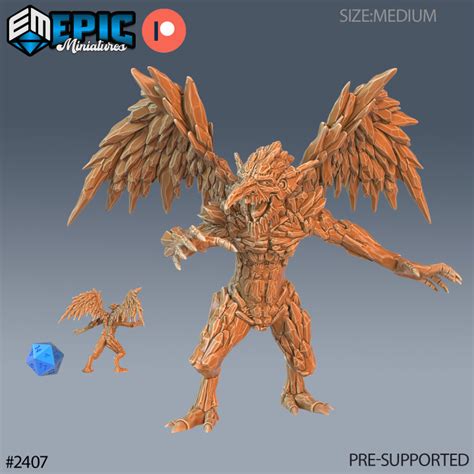 3D Printable Ice Mephit / Evil Crystal Imp / Winged Humanoid / Snow Elemental / Iceland ...