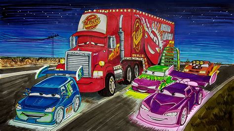 Draw CARS MACK HAULER and The Tuner Cars . Drawing and Coloring Pages | Tim Tim TV - YouTube