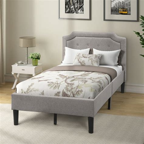 Clearance! Twin Bed Frame No Box Spring Needed, 2020 Newest Upholstered linen Platform Bed Frame ...