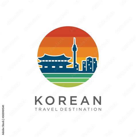 Korean Logo Design . Korea Logo Vector . Korea Travel Landmarks . Korea ...