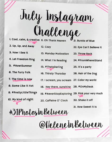 I’m so excited!! It’s time to announce all the prompts for the second round of my instagram ...